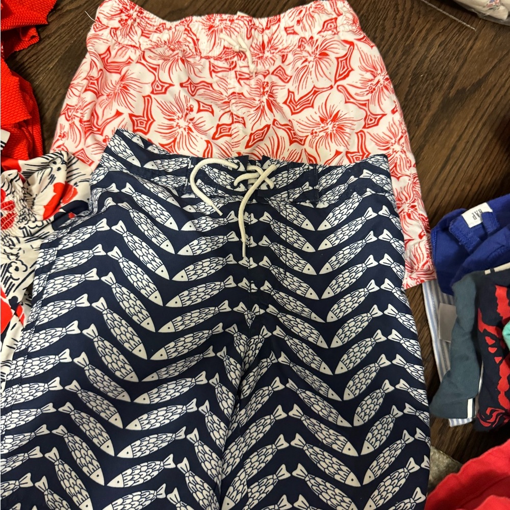 Janie and Jack Red and Blue Kids Swim Shorts
